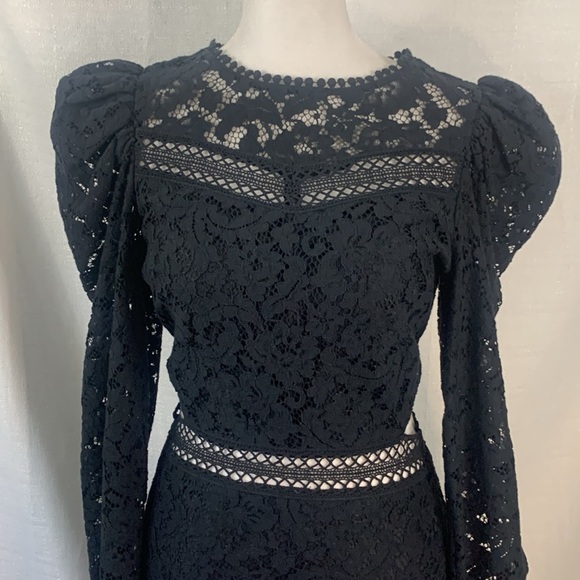 Express Black Lace Puff Sleeve Side Cutout Sheath Dress- NWT - Picture 4 of 16